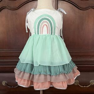 Girls EVIE’S CLOSET Rainbow Layered Dress and Shorties Size 7 NWT